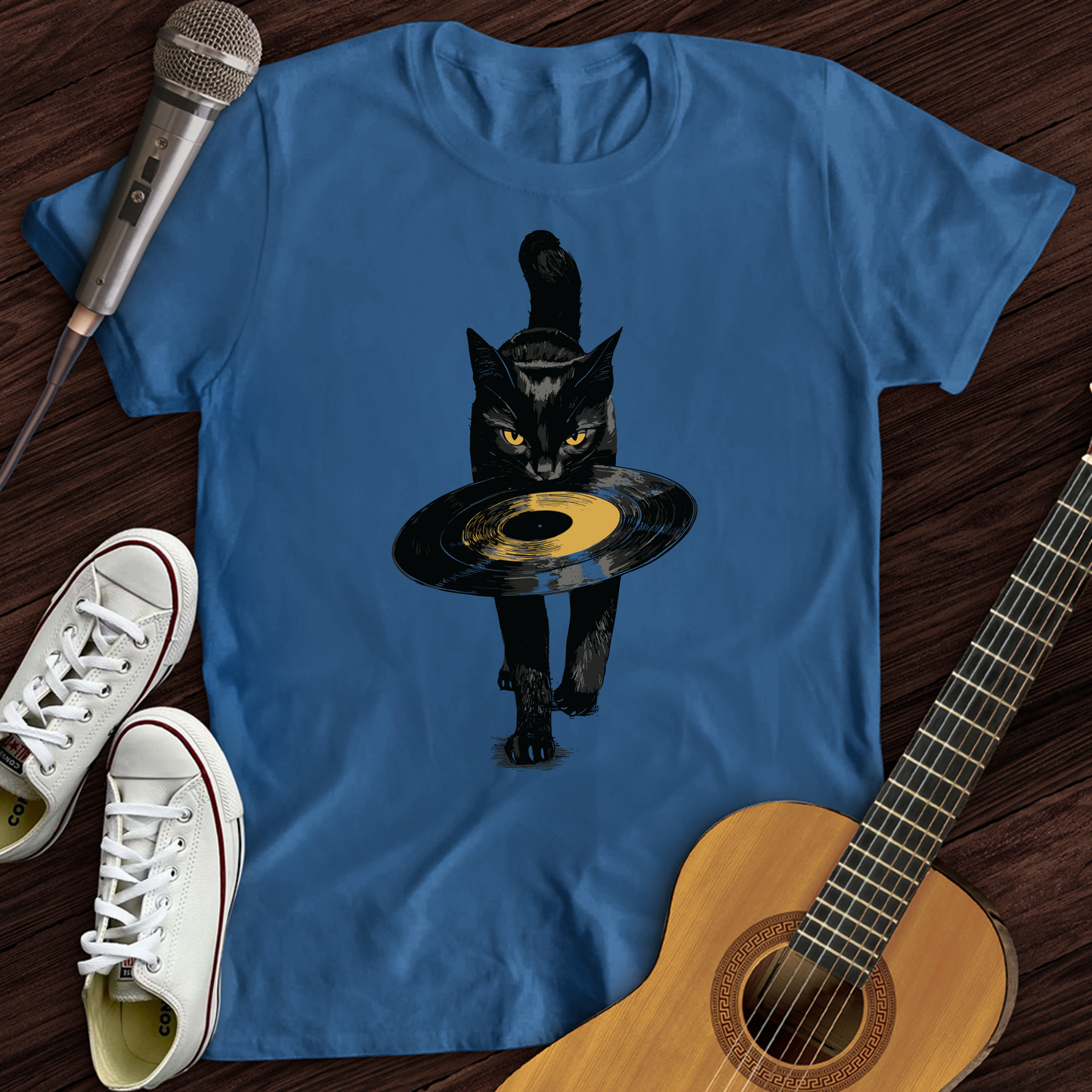 Black Cat Vinyl T-Shirt