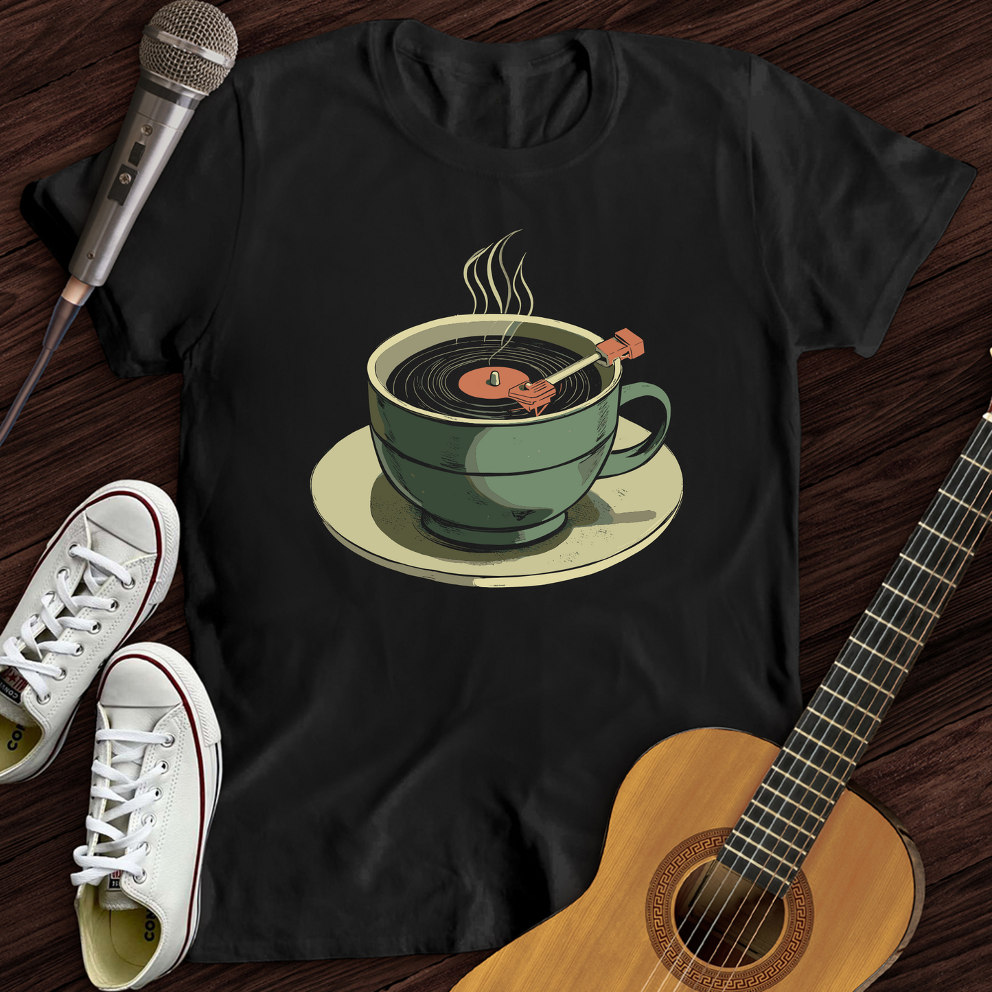 Coffee Cup Record Player T-Shirt
